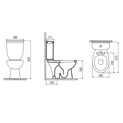 Creavit Sedef staand toilet / vloertoilet – S-trap vloeruitlaat – wit