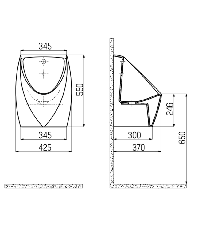 Creavit urinoir met geïntegreerde sensor – werkt op batterijen – wit
