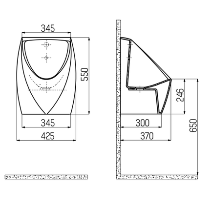 Urinoir Creavit avec capteur intégré - fonctionnant sur batterie - blanc