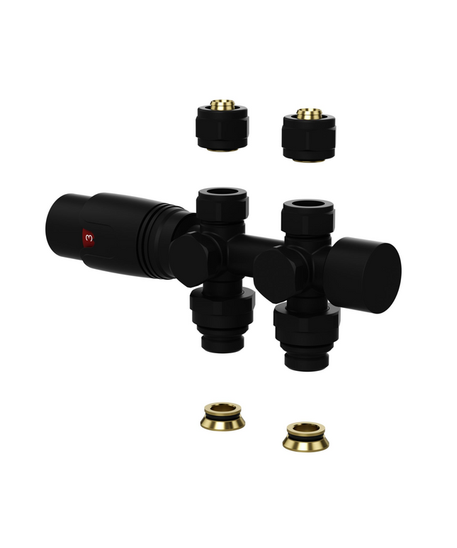 BELRAD Thermostatische Radiatorkraan – Muur- en Vloeraansluiting – 1/2MX16/2 M30 – Mat Zwart