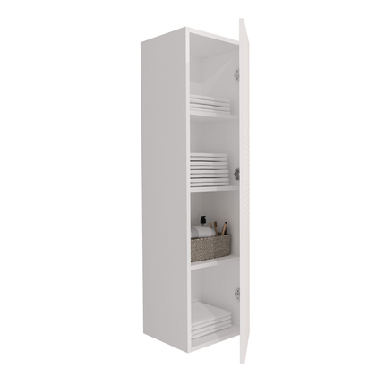 Aloni Elite High Bathroom Cabinet - 135 cm - Matt white - Horizontal relief - Softclose