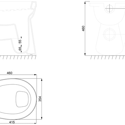 Xellanz verhoogde toiletpot PK glans wit - technische tekening | Schwertz & Co