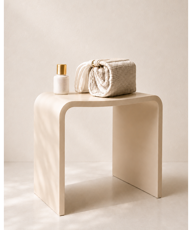 Wiesbaden Zita kruk solid surface beige - sfeerfoto | Schwertz & Co