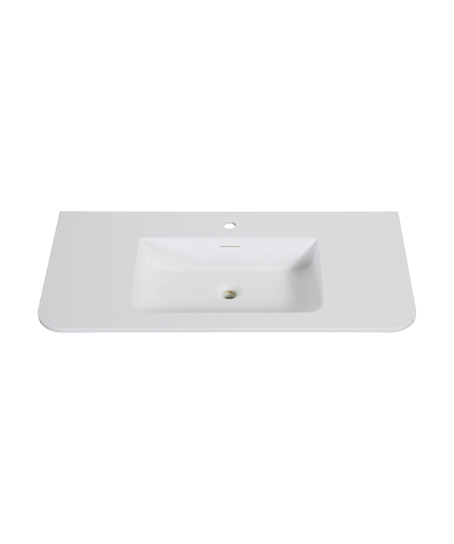 Wiesbaden Laro wastafel 100 cm mat wit - detailfoto kraangat | Schwertz & Co