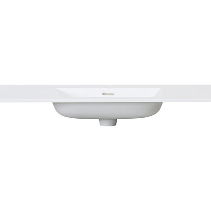 Wiesbaden Laro wastafel 120 x 48 cm solid surface mat wit - detailfoto ronde hoek | Schwertz & Co