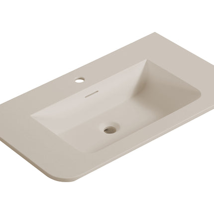 Wiesbaden Laro wastafel met 1 kraangat 80 x 48 cm solid surface beige | Schwertz & Co