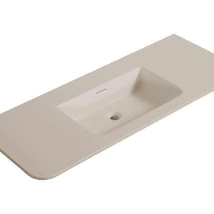 Wiesbaden Laro wastafel 120 x 48 cm solid surface beige zonder kraangat | Schwertz & Co