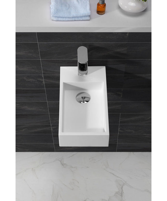 Wiesbaden Lotte fontein rechts 40 x 22 cm solid surface mat wit - detailfoto | Schwertz & Co