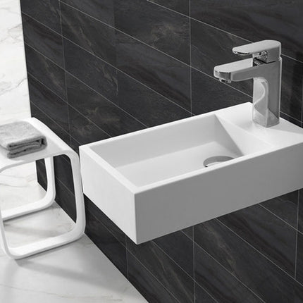 Wiesbaden Lotte fontein rechts 40 x 22 cm solid surface mat wit - detailfoto kom | Schwertz & Co