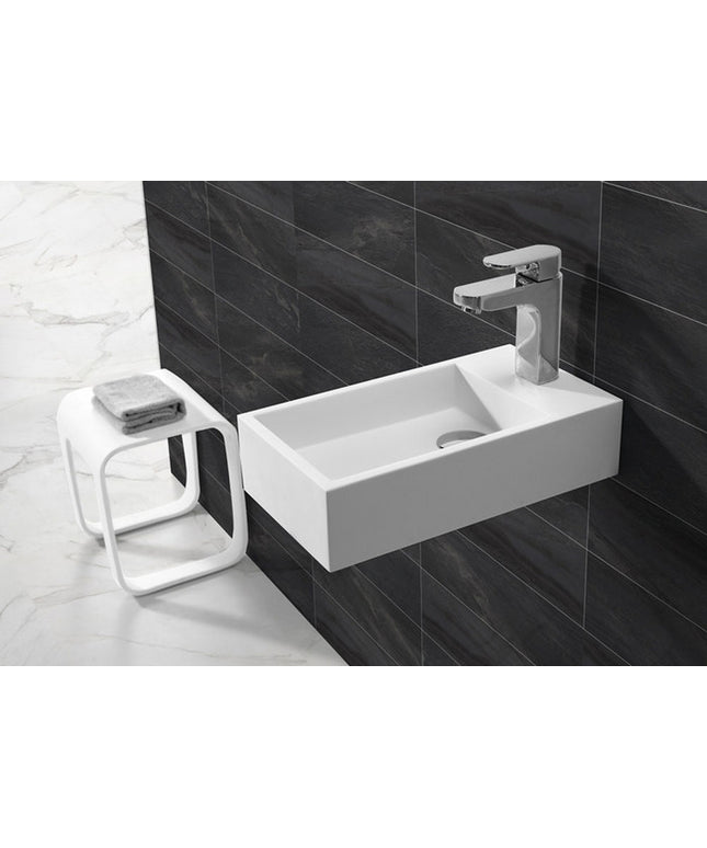 Wiesbaden Lotte fontein rechts 40 x 22 cm solid surface mat wit - detailfoto kom | Schwertz & Co