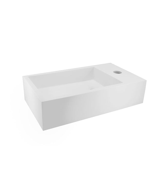 Wiesbaden Lotte fontein rechts 40 x 22 cm solid surface mat wit | Schwertz & Co