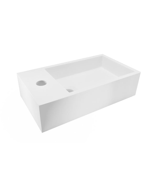 Wiesbaden Lotte fontein links 40 x 22 cm solid surface mat wit - sfeerfoto | Schwertz & Co