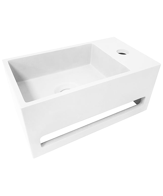 Wiesbaden Julia fontein rechts 35 x 20 cm solid surface mat wit | Schwertz & Co