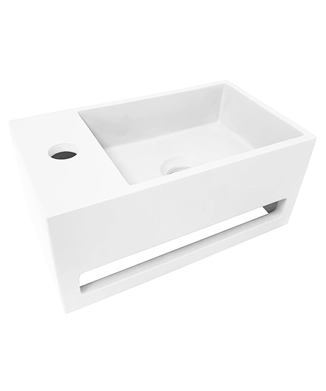 Wiesbaden Julia fontein links 35 x 20 cm solid surface mat wit | Schwertz & Co
