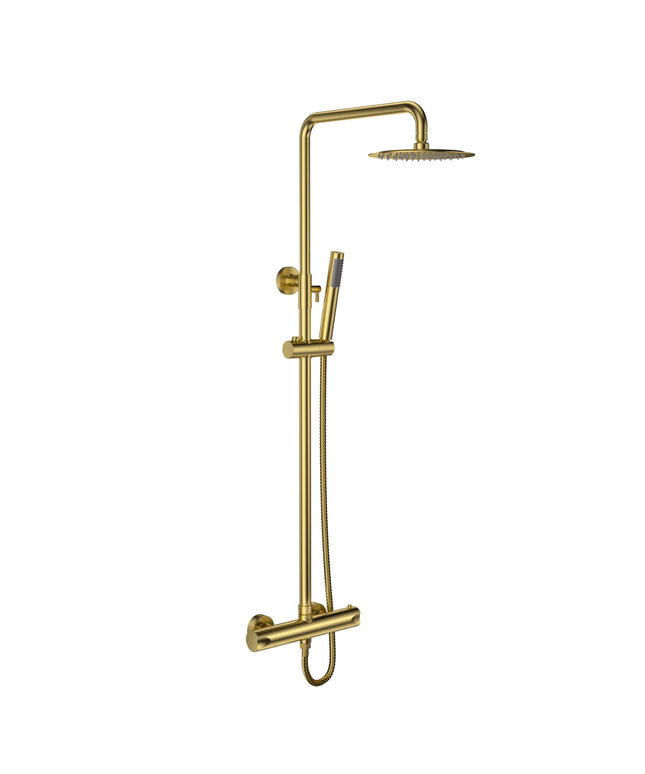 ALONI douchekolom Optima Rondo – geborsteld goud – Ø20 cm regendouche