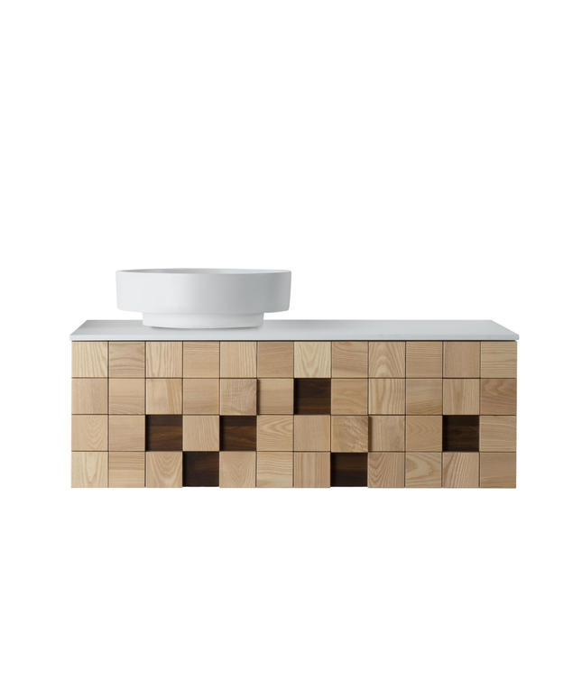 MIMOZA wastafelonderkast – 119x40x52 cm – Licht eiken – Greeploos & softclose