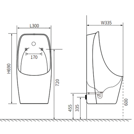 Urinoir ALONI Viora – avec capteur intégré – noir mat