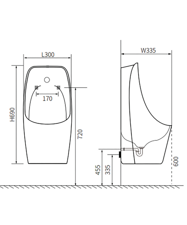 ALONI Viora urinoir – met geïntegreerde sensor – mat zwart