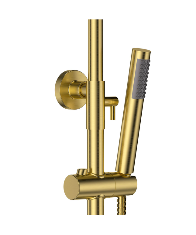 ALONI douchekolom Optima Rondo – geborsteld goud – Ø20 cm regendouche