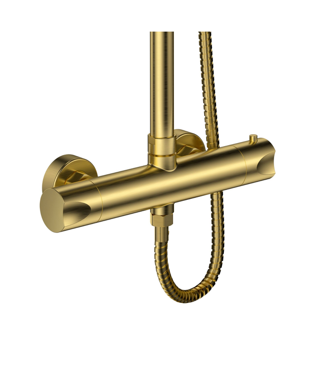 ALONI douchekolom Optima Rondo – geborsteld goud – Ø20 cm regendouche