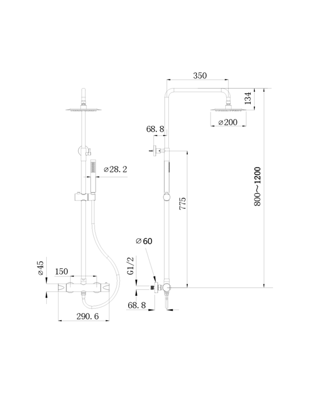 ALONI douchekolom Optima Rondo – geborsteld goud – Ø20 cm regendouche