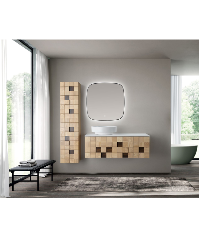 MIMOZA wastafelonderkast – 119x40x52 cm – Licht eiken – Greeploos & softclose