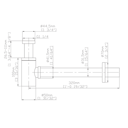 ALONI Uniforma sifon – Geborsteld goud (PVD)