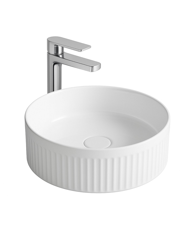 ALONI Muffly Waskom met Ribbel – 37x13 cm – Glanzend Wit