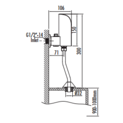 Chasse d'urinoir avec capteur – fonctionne sur batterie