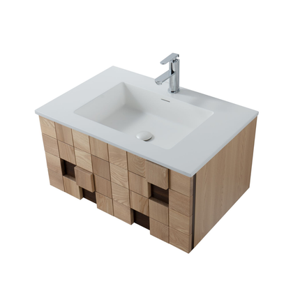 MIMOZA wastafelonderkast – 79x40x52 cm – Licht eiken – Greeploos & softclose