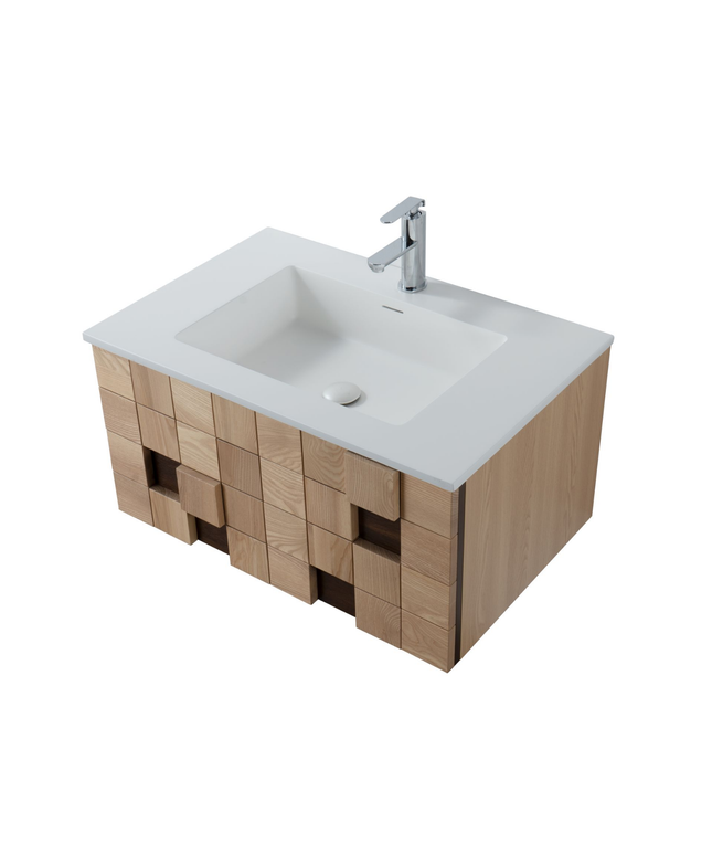 MIMOZA wastafelonderkast – 79x40x52 cm – Licht eiken – Greeploos & softclose