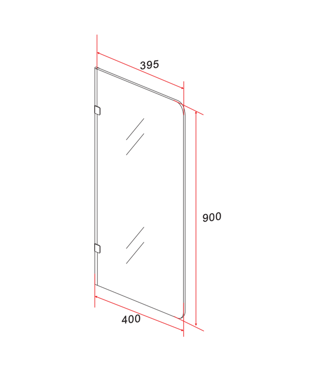 ALONI rookglas urinoir scheidingswand – 900x400x8 mm