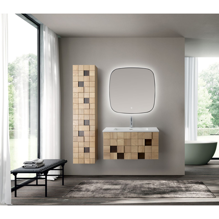 MIMOZA wastafelonderkast – 79x40x52 cm – Licht eiken – Greeploos & softclose