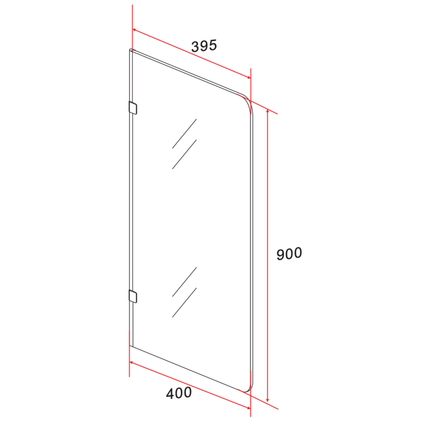 ALONI melkglas urinoir scheidingswand – 900x400x8 mm