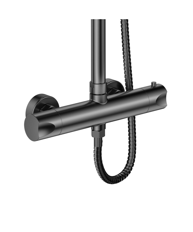 ALONI douchekolom Optima Rondo – gunmetal grijs – Ø20 cm regendouche