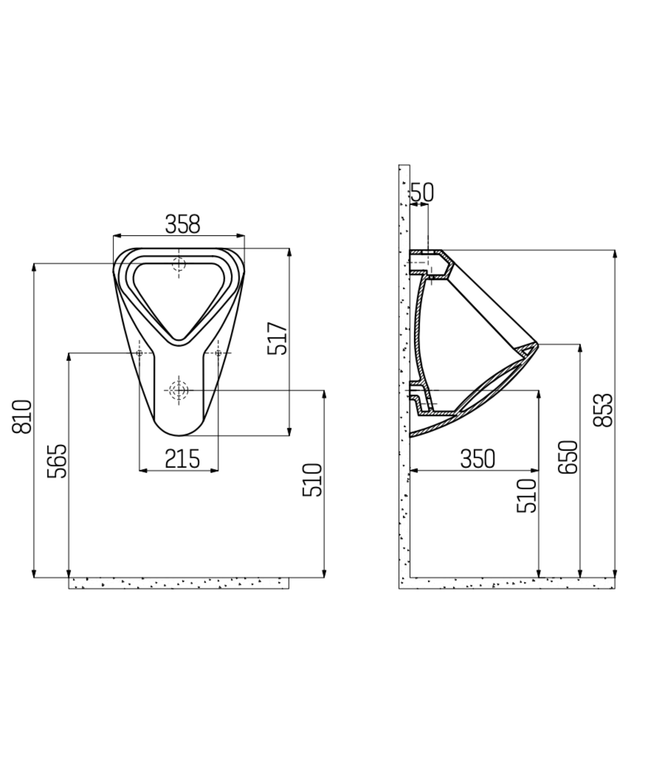 Creavit Urinoir met boven aansluiting – wit