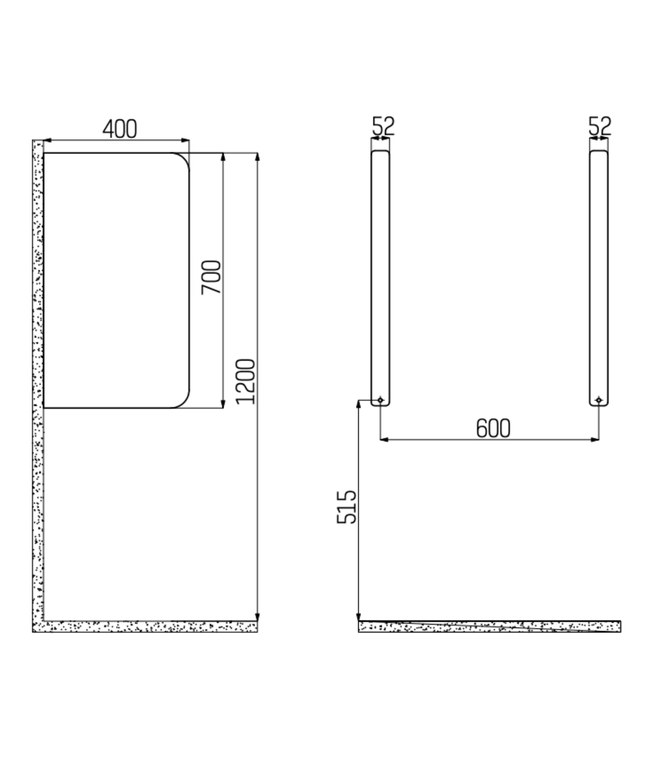 Creavit urinoir scheidingswand – wit