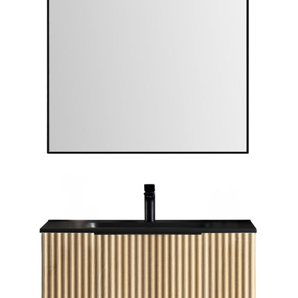 Xellanz Ribbella badmeubel compleet 80 cm naturel eik mat zwart | Schwertz & Co