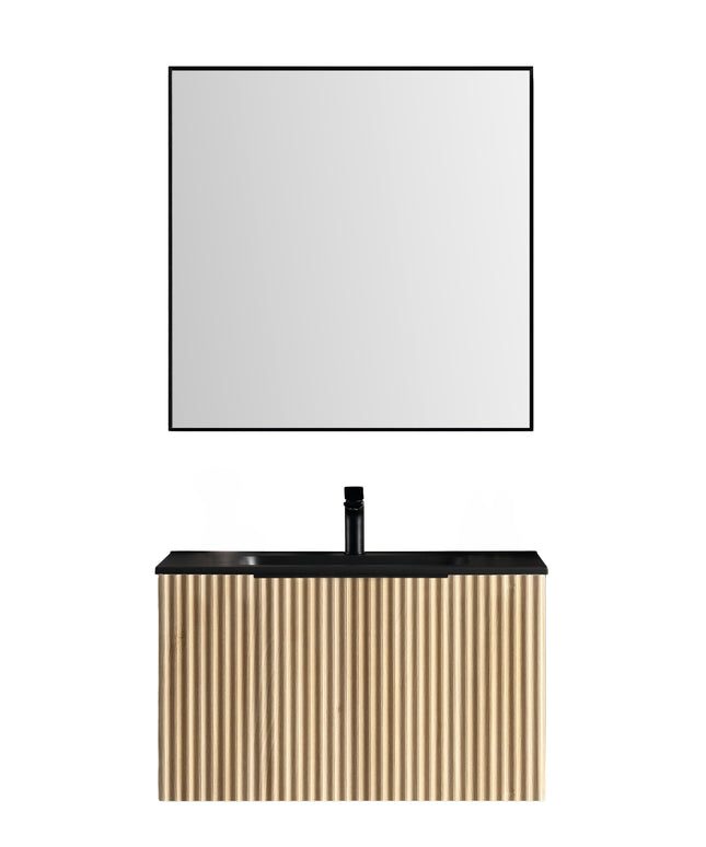 Xellanz Ribbella badmeubel compleet 80 cm naturel eik mat zwart | Schwertz & Co