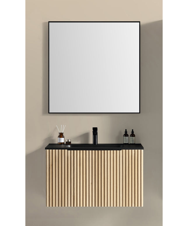 Xellanz Ribbella badmeubel compleet 100 cm naturel eik mat zwart | Schwertz & Co