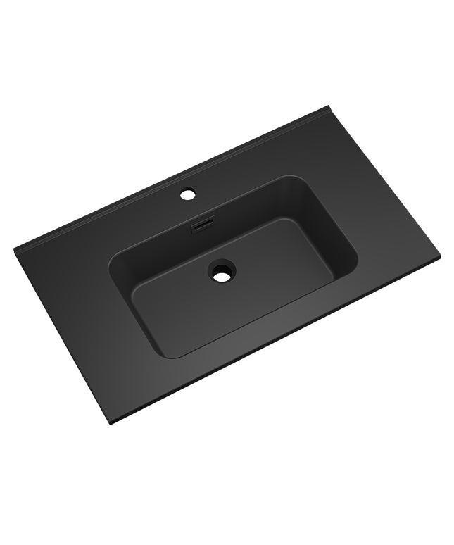 Xellanz Ribbella kunstmarmer wastafel 80 cm mat zwart | Schwertz & Co