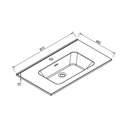 Xellanz Ribbella kunstmarmer wastafel 80 cm mat zwart - technische tekening 1 | Schwertz & Co