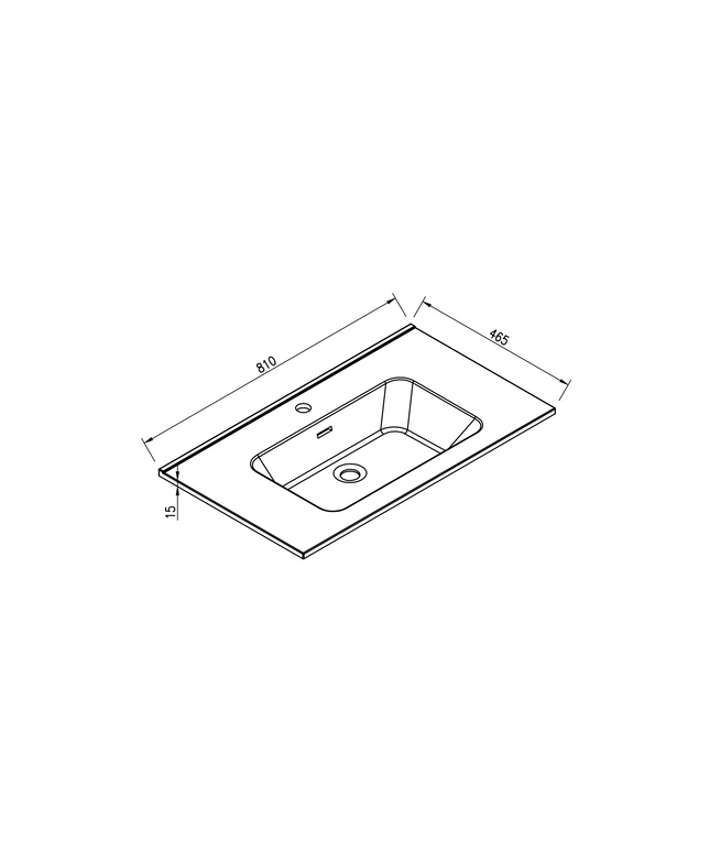Xellanz Ribbella kunstmarmer wastafel 80 cm mat zwart - technische tekening 1 | Schwertz & Co