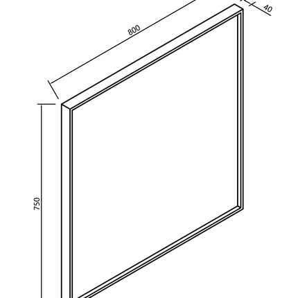 Xellanz Ribbella spiegel met frame 80 cm mat zwart - technische tekening | Schwertz & Co