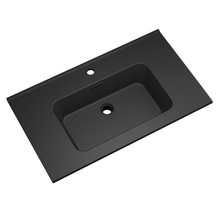 Xellanz Ribbella kunstmarmer wastafel 100 cm mat zwart | Schwertz & Co