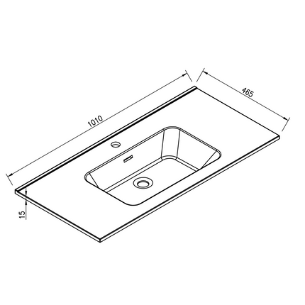 Xellanz Ribbella kunstmarmer wastafel 100 cm mat zwart - technische tekening 1 | Schwertz & Co