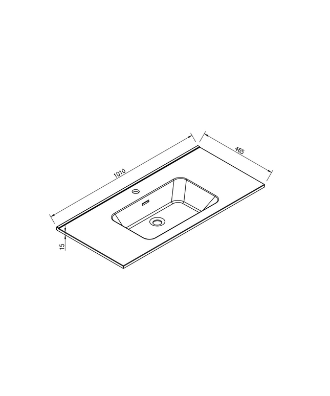 Xellanz Ribbella kunstmarmer wastafel 100 cm mat zwart - technische tekening 1 | Schwertz & Co