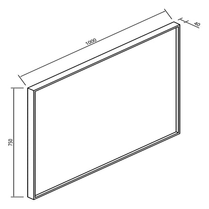 Xellanz Ribbella badkamerspiegel met frame 100 cm mat zwart - technische tekening | Schwertz & Co