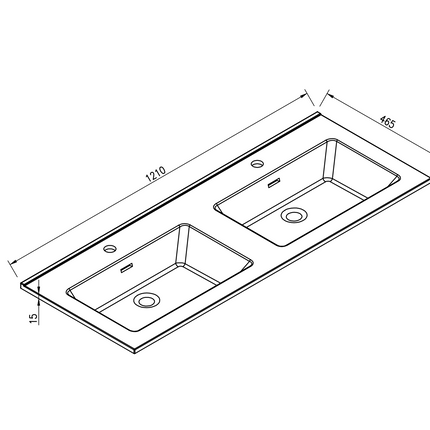 Xellanz Ribbella wastafel 120 cm kunstmarmer mat zwart - technische tekening 1 | Schwertz & Co