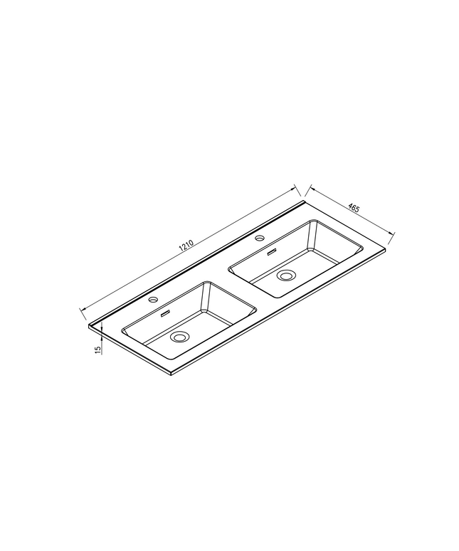 Xellanz Ribbella wastafel 120 cm kunstmarmer mat zwart - technische tekening 1 | Schwertz & Co